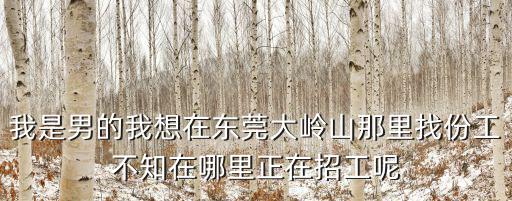 我是男的我想在東莞大嶺山那里找份工不知在哪里正在招工呢