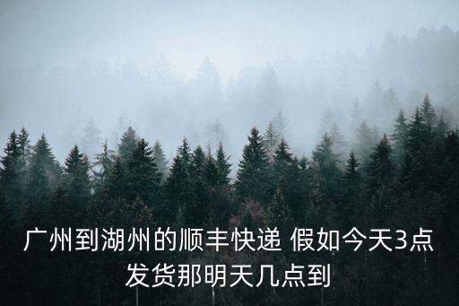 廣州到湖州的順豐快遞 假如今天3點發(fā)貨那明天幾點到