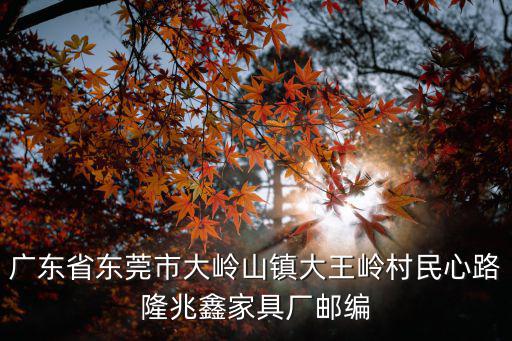 廣東省東莞市大嶺山鎮大王嶺村民心路隆兆鑫家具廠郵編