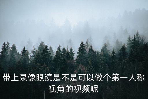 帶上錄像眼鏡是不是可以做個(gè)第一人稱視角的視頻呢
