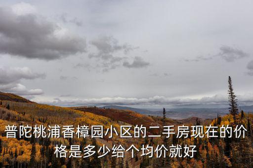 普陀桃浦香樟園小區(qū)的二手房現(xiàn)在的價格是多少給個均價就好