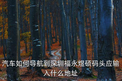 汽車如何導航到深圳福永煜碩碼頭應輸入什么地址