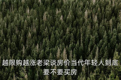 越限購越漲老梁談房價當代年輕人到底要不要買房