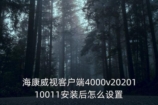 海康威視客戶端4000v2020110011安裝后怎么設(shè)置