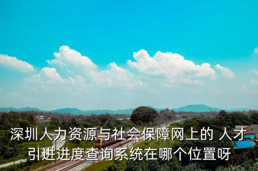 深圳市人才申報系統(tǒng)的，深圳人力資源與社會保障網(wǎng)上的 人才引進(jìn)進(jìn)度查詢系統(tǒng)在哪個位置呀