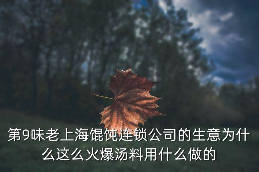 第9味老上海餛飩連鎖公司的生意為什么這么火爆湯料用什么做的