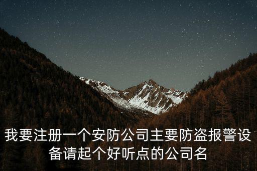 我要注冊一個安防公司主要防盜報警設備請起個好聽點的公司名
