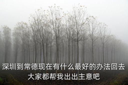 深圳到常德現在有什么最好的辦法回去大家都幫我出出主意吧