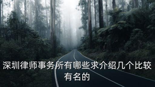深圳律師事務所有哪些求介紹幾個比較有名的