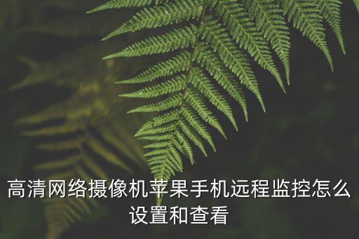 高清網絡攝像機蘋果手機遠程監控怎么設置和查看