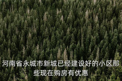 河南省永城市新城已經建設好的小區那些現在購房有優惠