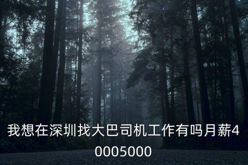 我想在深圳找大巴司機工作有嗎月薪40005000