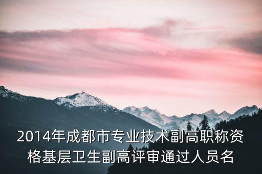 2014年成都市專業技術副高職稱資格基層衛生副高評審通過人員名