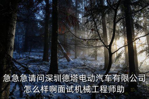 急急急請問深圳德塔電動汽車有限公司怎么樣啊面試機械工程師助