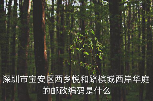 深圳市寶安區西鄉悅和路檳城西岸華庭的郵政編碼是什么