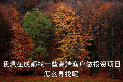 我想在成都找一些高端客戶(hù)做投資項(xiàng)目怎么尋找呢