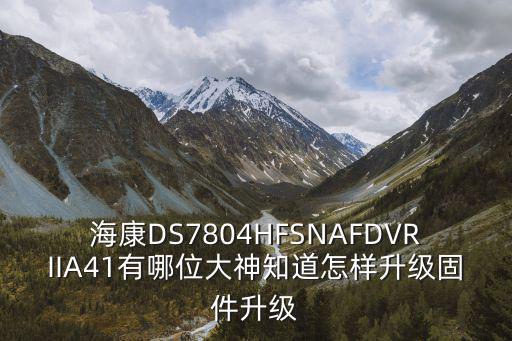 海康DS7804HFSNAFDVRIIA41有哪位大神知道怎樣升級固件升級