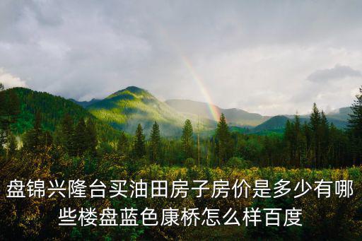 盤錦興隆臺買油田房子房價(jià)是多少有哪些樓盤藍(lán)色康橋怎么樣百度