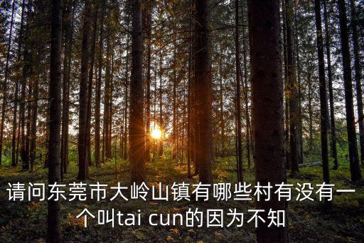 請問東莞市大嶺山鎮有哪些村有沒有一個叫tai cun的因為不知