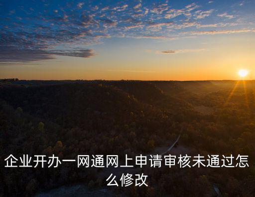 企業(yè)開辦一網通網上申請審核未通過怎么修改