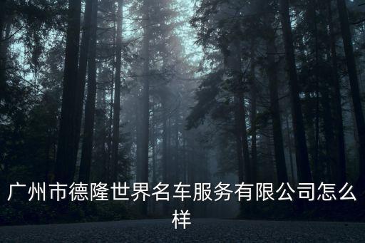 廣州市德隆世界名車服務有限公司怎么樣