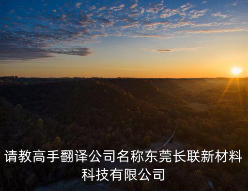 請教高手翻譯公司名稱東莞長聯新材料科技有限公司