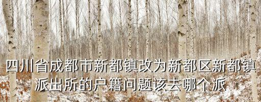 四川省成都市新都鎮改為新都區新都鎮派出所的戶籍問題該去哪個派