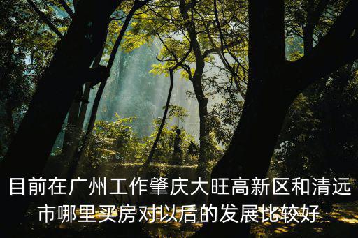 目前在廣州工作肇慶大旺高新區和清遠市哪里買房對以后的發展比較好