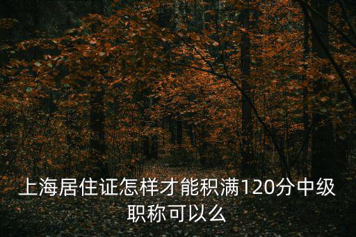 上海居住證怎樣才能積滿120分中級職稱可以么
