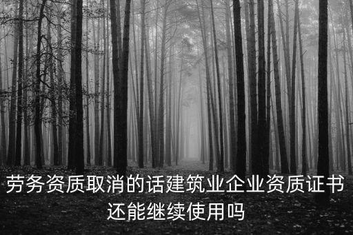 勞務資質取消的話建筑業企業資質證書還能繼續使用嗎