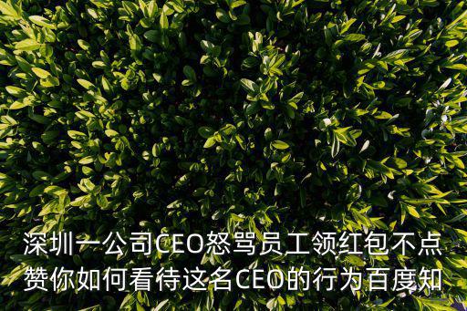深圳一公司CEO怒罵員工領紅包不點贊你如何看待這名CEO的行為百度知