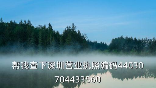 幫我查下深圳營業執照編碼44030704433560