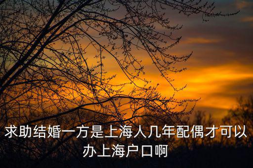 求助結婚一方是上海人幾年配偶才可以辦上海戶口啊