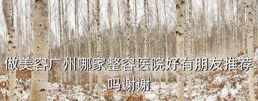 做美容廣州哪家整容醫院好有朋友推薦嗎謝謝