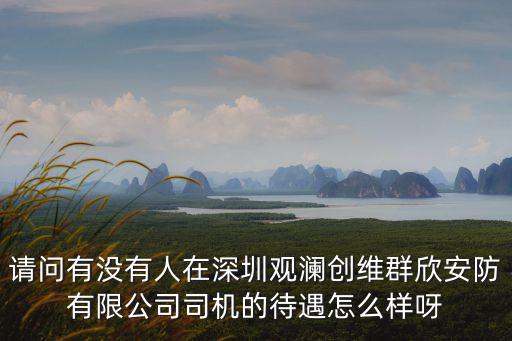 創維群欣怎么樣，請問有沒有人在深圳觀瀾創維群欣安防有限公司司機的待遇怎么樣呀