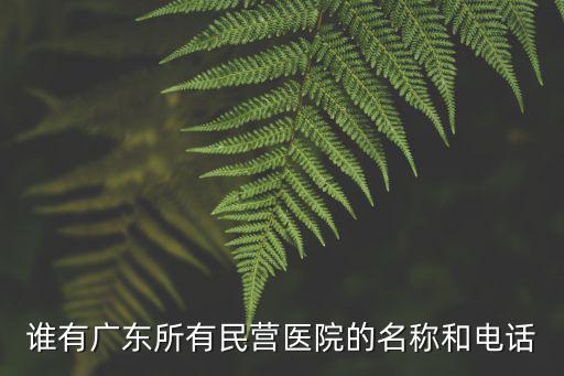 廣州的私立醫(yī)院排名，誰有廣東所有民營醫(yī)院的名稱和電話
