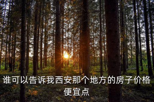誰可以告訴我西安那個地方的房子價格便宜點
