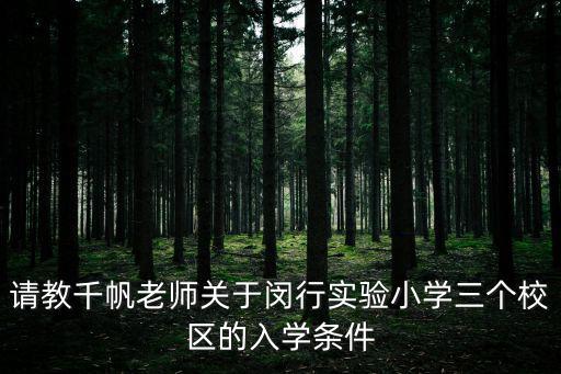 請教千帆老師關于閔行實驗小學三個校區的入學條件
