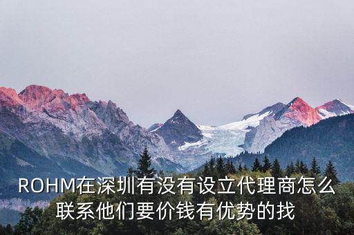 ROHM在深圳有沒有設(shè)立代理商怎么聯(lián)系他們要價錢有優(yōu)勢的找