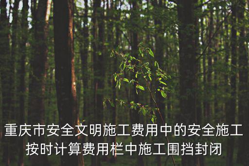 重慶市安全文明施工專項費用文件，關于安全文明施工費