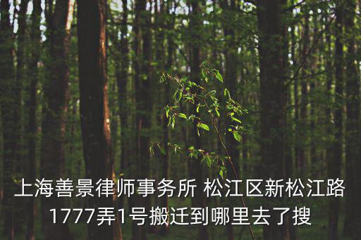 上海善景律師事務所 松江區新松江路1777弄1號搬遷到哪里去了搜