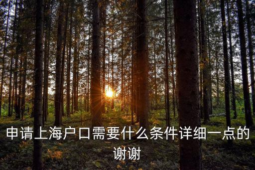 申請上海戶口需要什么條件詳細一點的謝謝