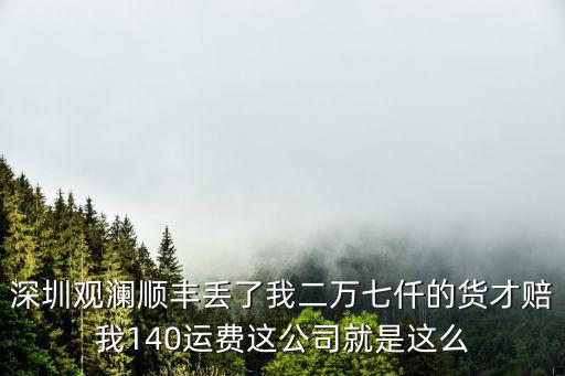 深圳觀瀾順豐丟了我二萬七仟的貨才賠我140運費這公司就是這么