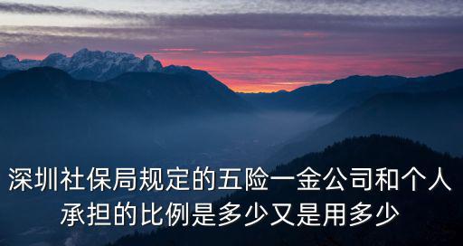 深圳社保局規定的五險一金公司和個人承擔的比例是多少又是用多少