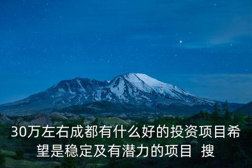 30萬左右成都有什么好的投資項目希望是穩定及有潛力的項目  搜