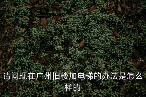 請問現在廣州舊樓加電梯的辦法是怎么樣的