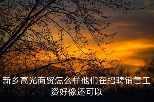 新鄉高光商貿怎么樣他們在招聘銷售工資好像還可以