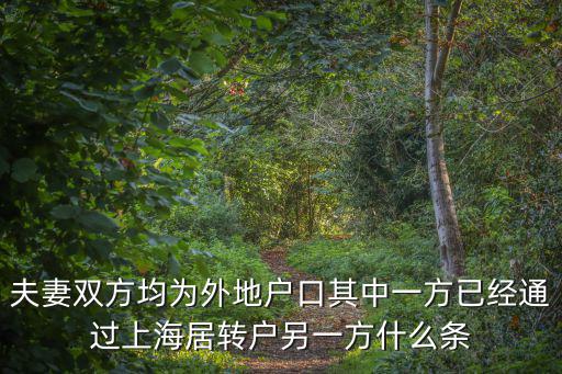 夫妻雙方均為外地戶口其中一方已經通過上海居轉戶另一方什么條