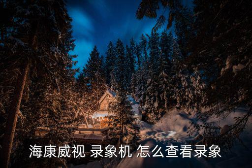 海康威視 錄象機 怎么查看錄象