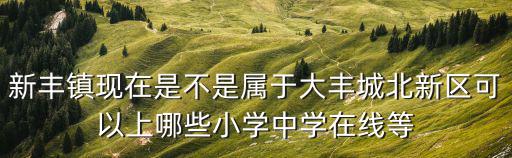 新豐鎮(zhèn)現(xiàn)在是不是屬于大豐城北新區(qū)可以上哪些小學(xué)中學(xué)在線等